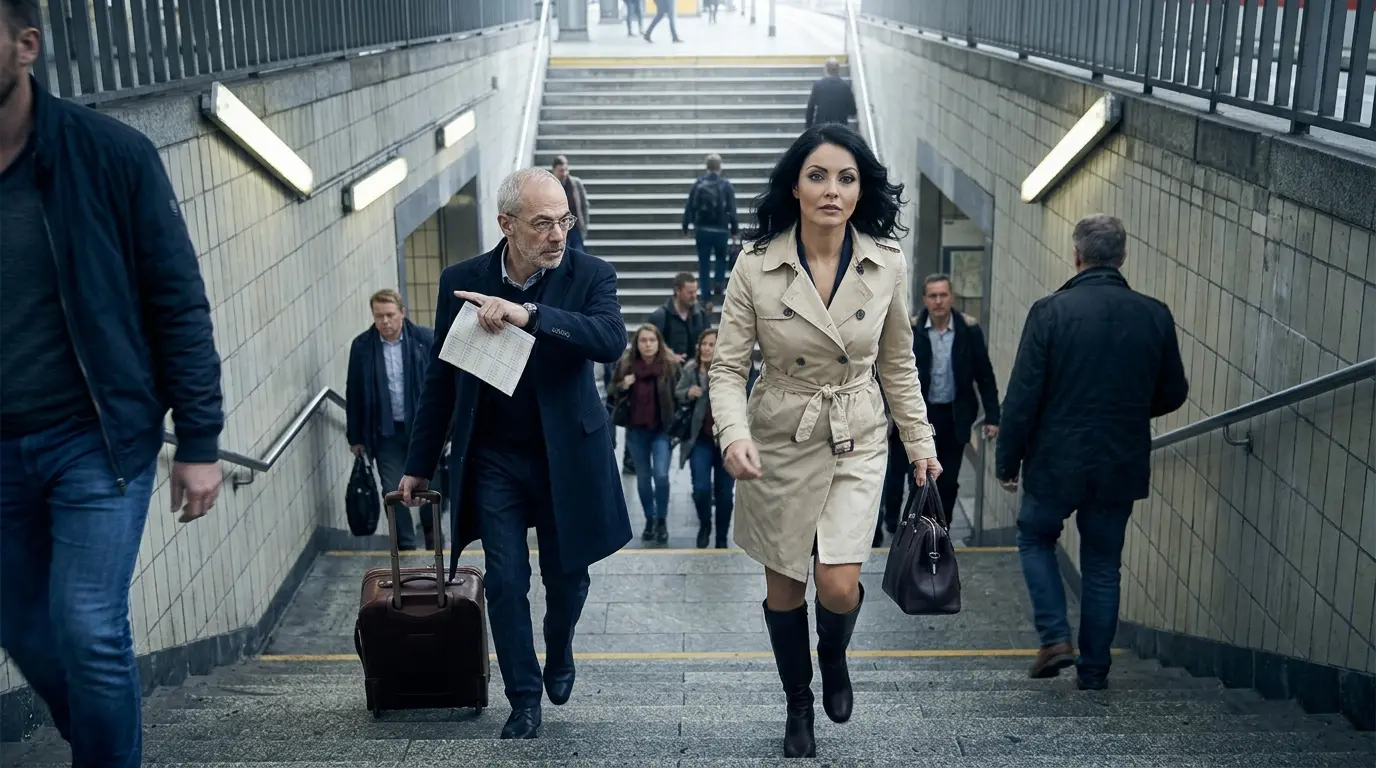 Tippi bahnt sich elegant aber bestimmt ihren Weg durch die Menschenmenge auf dem Bahnsteig
